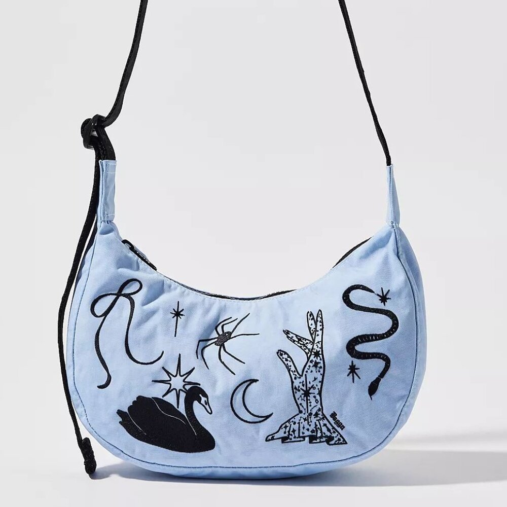NWT Baggu Small Crescent Bag - Embroidered Ballet Icons